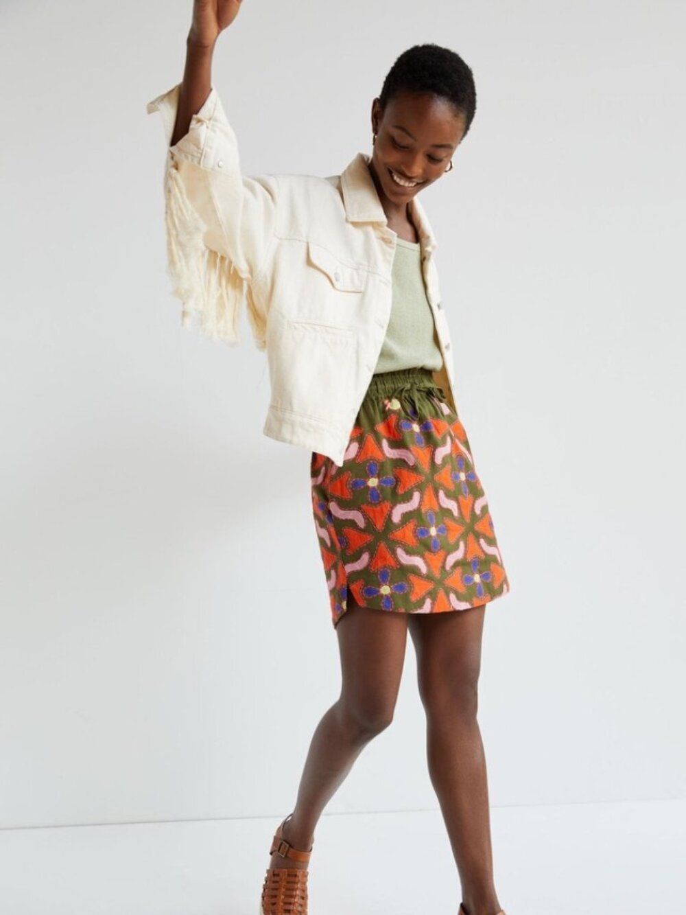 Anthropologie Patchwork Skirt Embroidered XXS NWT